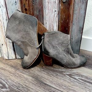 Lately, worn gray booties